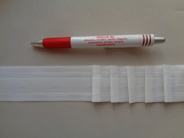 Függönybehúzó szalag, fehér, ceruzás, 4 cm széles (2684-1)
