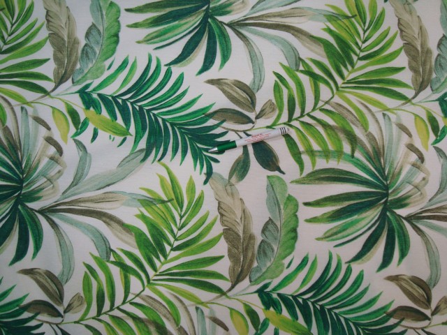 Vízlepergető asztalterítő - kerti bútor vászon, zöld leveles (4555)