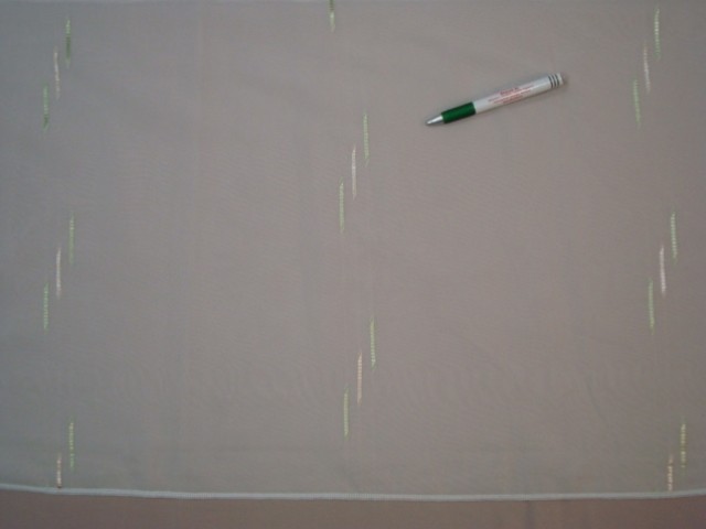 Fehér alapon zöld-arany mintás voile függöny, 180 cm magas (7328)