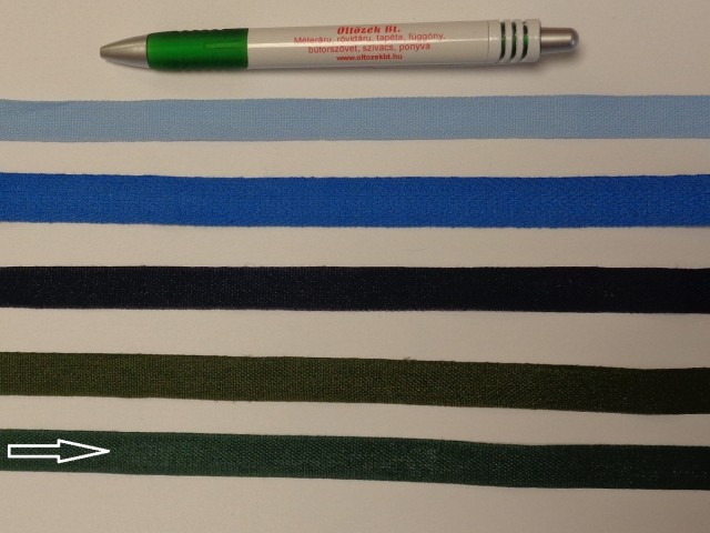1,3 cm széles danubia szalag, zöld (8168)