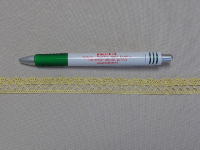 Pamut csipke, citromsárga, 1,6 cm széles (8274)