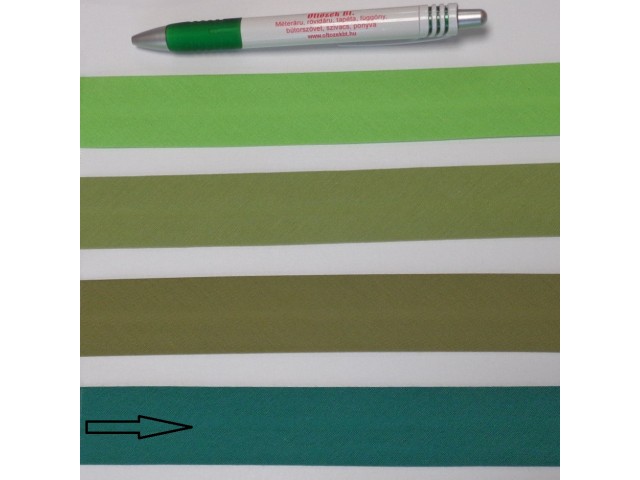 Pamut ferdepánt, 3 cm széles, sötét zöld (8362)