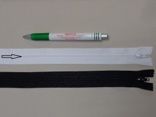 RT-0, 35 cm hosszú, műanyag, spirál fogú cipzár, fehér (8614)