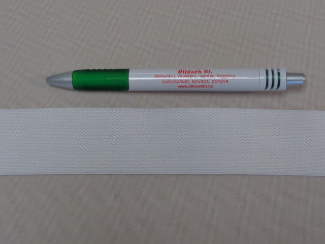 3,8 cm-es gumiszalag, fehér (8816)