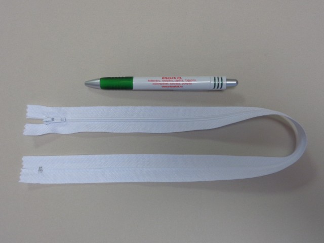 RT-0, 50 cm hosszú, műanyag fogú cipzár, fehér (10659)