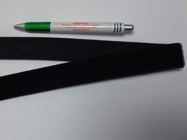Elasztikus tépőzár, 3 cm széles, fekete (11682)