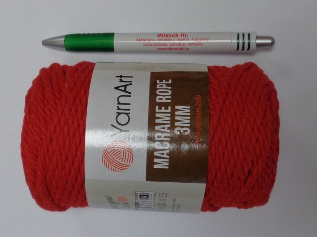 Macrame Rope 3 mm, kifésülhető zsinórfonal, piros (11782-773)
