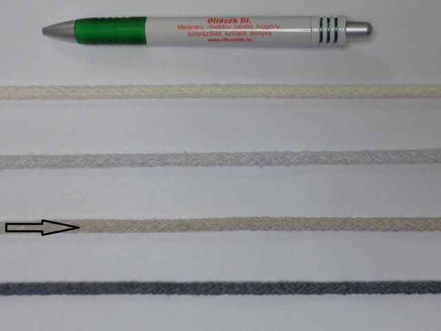 Szőtt, fonatolt pamut zsinór, világos drapp, 5 mm-es (11836-B1693)