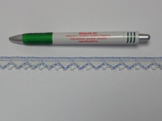 Pamut csipke, ekrü-világoskék, 12 mm széles (12017)