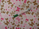 Mintás pamutvászon, rózsaszín-pink-barna pillangós (12025)