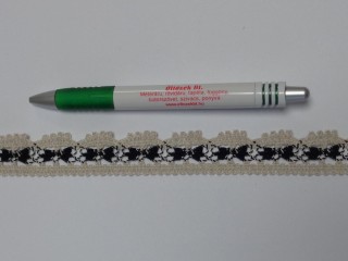 Pamut csipke, drapp-fehér, 22 mm széles (12059)