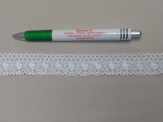 Pamut csipke, fehér, 25 mm széles (12108)