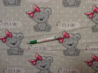 Pelenka anyag, szürke alapon macis (12174)