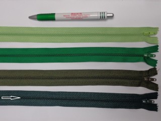 RT-0, 35 cm hosszú, műanyag, spirál fogú cipzár, sötétzöld (12800)