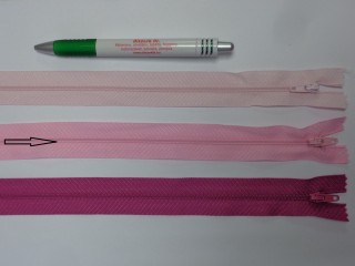RT-0, 35 cm hosszú, műanyag, spirál fogú cipzár, rózsaszín (12801)