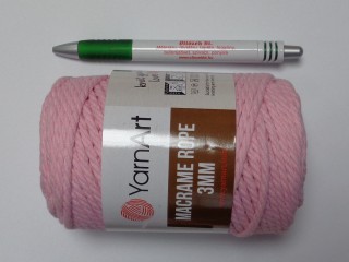 Macrame Rope 3 mm, kifésülhető zsinórfonal, rózsaszín (12808-762)