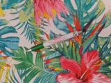 Loneta, fehér alapon dzsungel mintás, színes, kerti bútor vászon (12968)