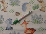 Gyerekmintás pamutvászon, nyuszi-sün-őzike-róka mintás (13030)