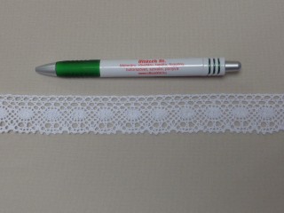 Pamut csipke, fehér, 25 mm széles (13100)