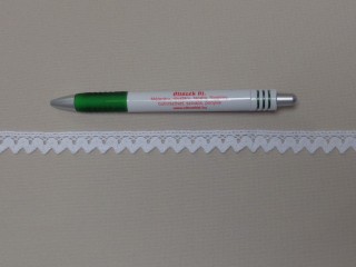 Pamut csipke, fehér, 14 mm széles (13101)