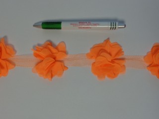 Tüll virág szalagon, narancssárga (13285)