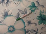 Loneta, szürke-menta virágos, kerti bútor vászon (13826)