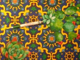 Loneta, csempemintás, kaktuszos kerti bútor vászon (14042)