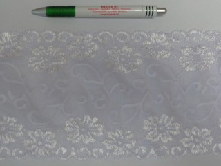 Rugalmas csipke, fehér, 13 cm széles (14271)