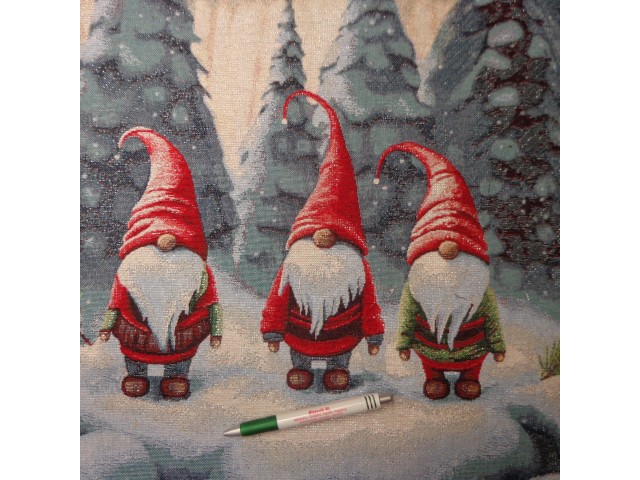 Párna panel, karácsonyi, aranyszállal átszőve, manó mintás (15026)