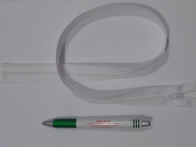 RT-0, 60 cm hosszú, bontható, spirál fogú cipzár, fehér (15071)