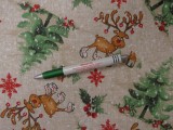 Loneta vászon, karácsonyi mintás vászon, rénszarvasos-fenyőfás (15073)