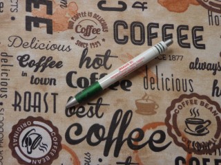 Loneta, kávés, feliratos, kerti bútor vászon (15202)