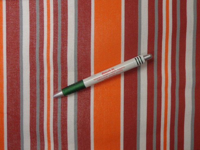 Nyugágyvászon, narancssárga-bordó-fehér csíkos, 45 cm széles (15243)