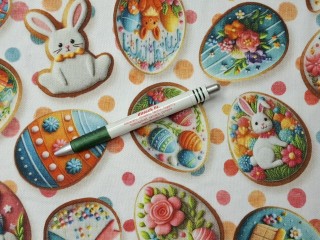 Digitálisan nyomott Loneta, színes tojásos, húsvéti, kerti bútor vászon (15265)