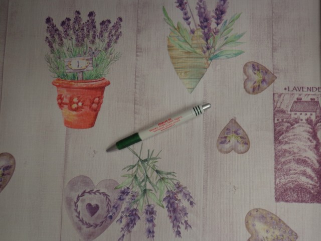 Viaszos vászon, levendulás-szives (15271)