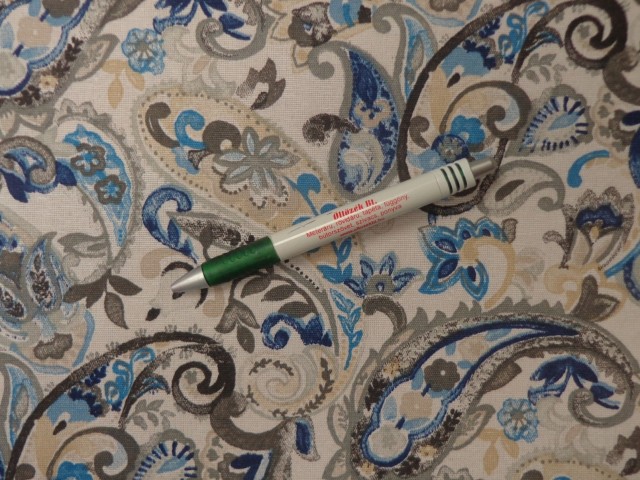 Loneta, kék-szürke-drapp Paisley mintás kerti bútor vászon (15326)