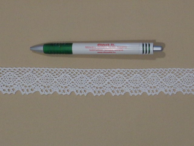 Pamut csipke, fehér, 30 mm széles (15350-B1410)