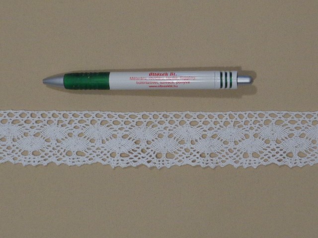 Pamut csipke, fehér, 35 mm széles (15352-B1343)