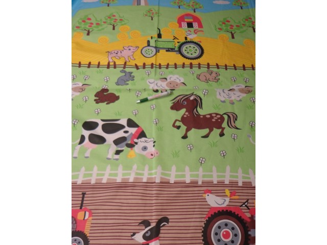 Gyerekmintás pamutvászon, farmos, bordűrös, 160 cm széles (15363)