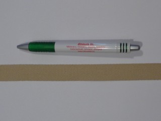 2 cm széles, köpper szalag, drapp, pamut (15371)