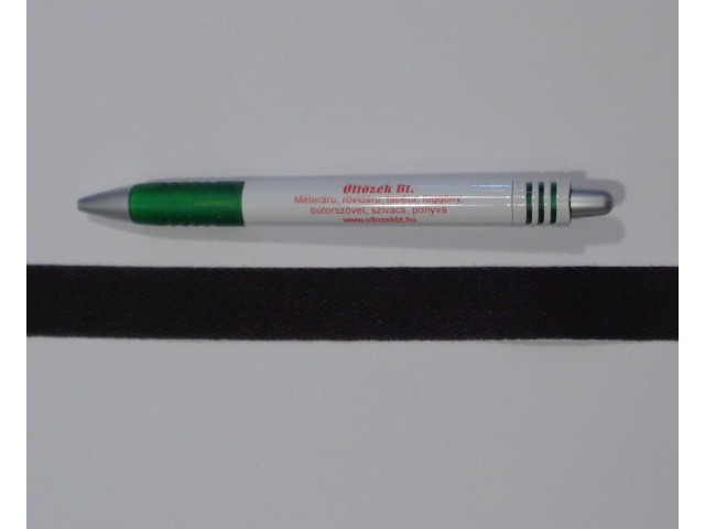 2 cm széles, köpper szalag, sötétbarna, pamut (15374)