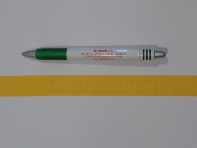 2 cm széles, köpper szalag, sárga, pamut (15375)