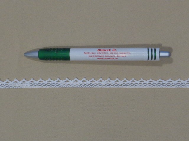 Pamut csipke, fehér, 10 mm széles (15378-B1031)