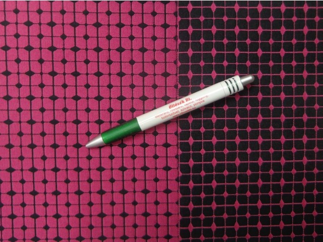 Bengalin szövet, pink-fekete, kétoldalas (15699)